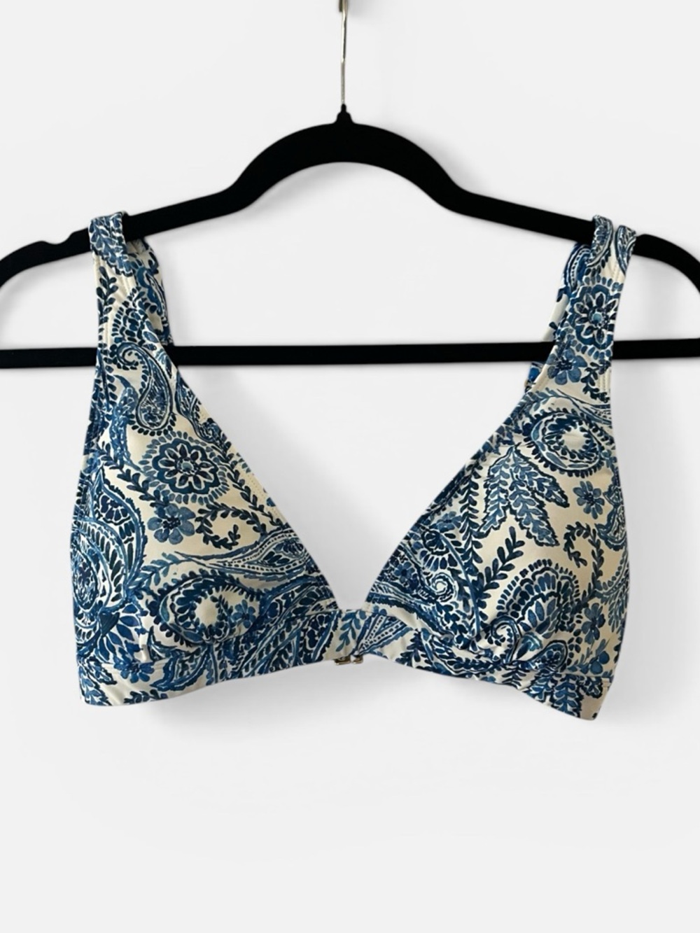 Mynah Paisley Bikini Top Festival Beach Boho White Blue EUC Summer